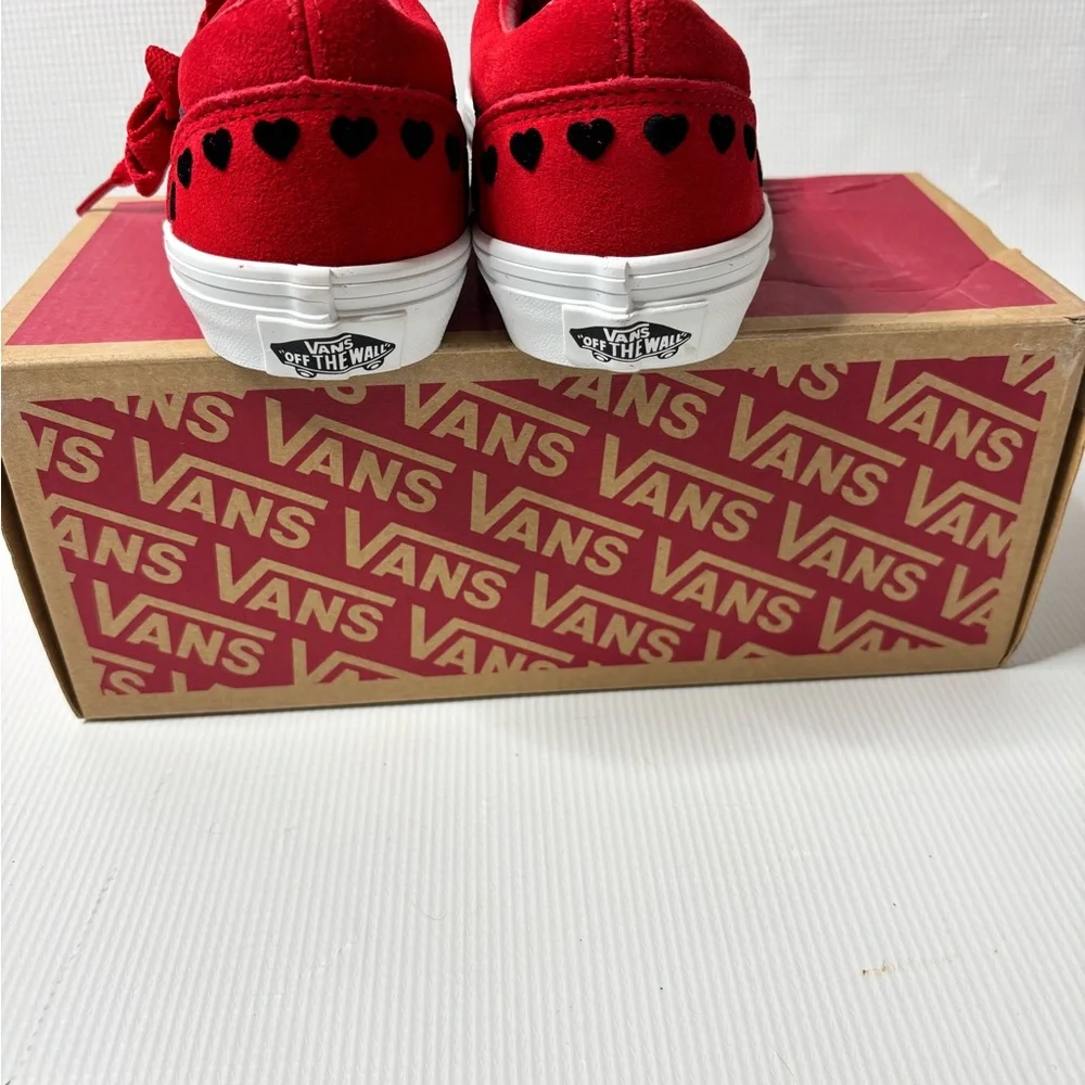 Vans Kids Red Suede Low-Top Sneakers with Black Side Stripe